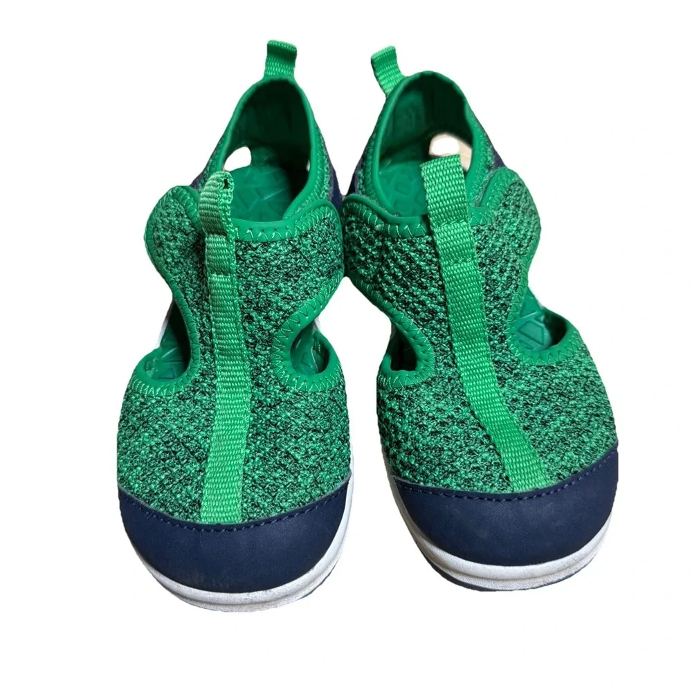 Lands End Water Sandals Little Kids 11 Green Navy Closed Toe Water Shoes